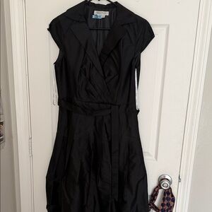 Ann Taylor Elegant Black Wrap Midi Dress
